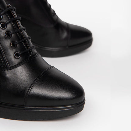 Nero Giardini Francesina con Tacco e Plateau in Pelle Nero - MARIO SPATARELLA