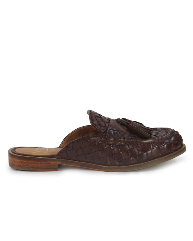Taj Sandalo Sabot Donna in Pelle Intrecciata Marrone 110 TOLEDO DARK BROWN Taj 