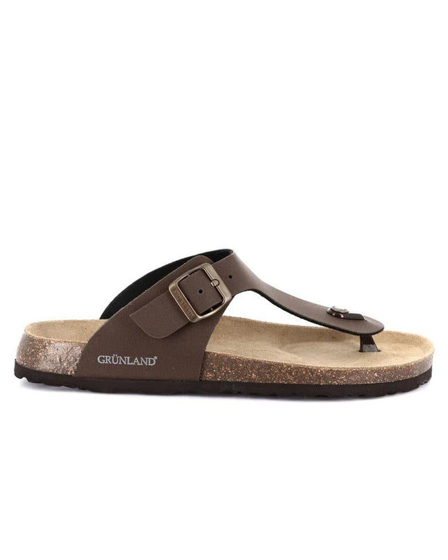 Grunland Sandali Infradito Uomo Plantare Sughero Doppia Fibbia Mogano - MARIO SPATARELLA