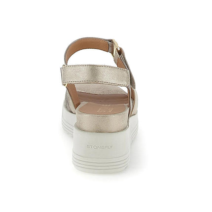 Stonefly Sandali Donna con Zeppa e Chiusura Velcro Platino 220900 PARKY GOLD Stonefly 