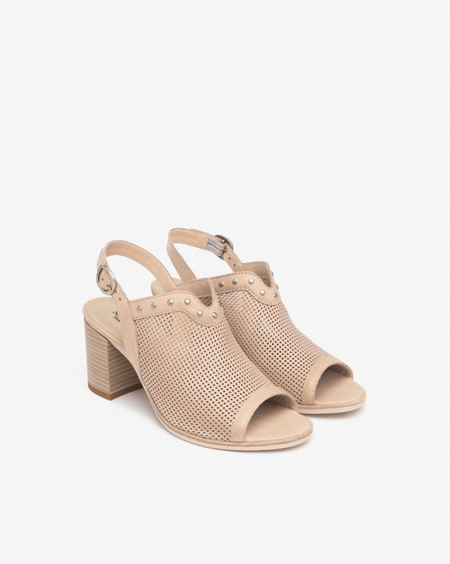 Nero Giardini Sandali Donna con Tacco in Pelle Champagne Traforata E513380D CHAMPAGNE 439 Nero Giardini 