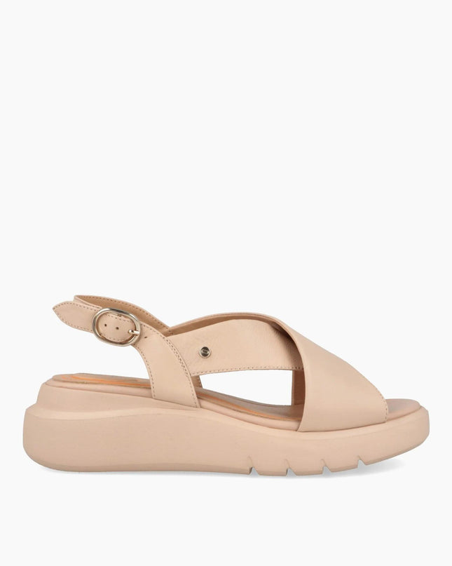 Impronte Sandali Donna con Zeppa in Pelle Nude VENEZIA CROSS NUDE Impronte 