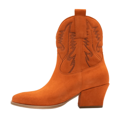 Spatarella Stivaletto Texano Tubolare in Camoscio Arancione - MARIO SPATARELLA