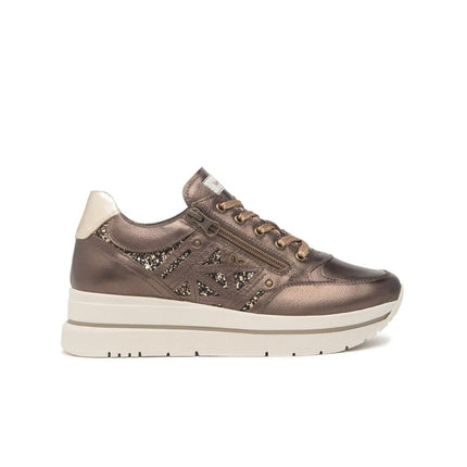 Nero Giardini Sneakers Donna in Pelle Laminata Moro e Glitter - MARIO SPATARELLA