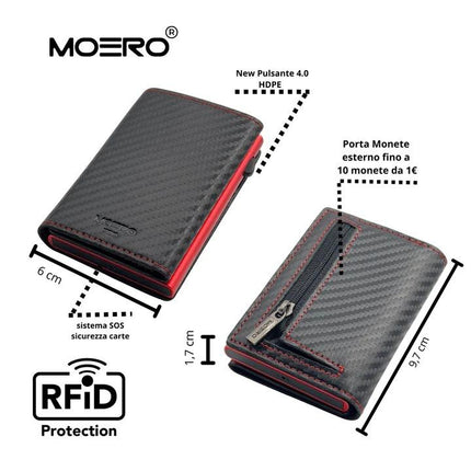 Moero Pro Carbon Racing Red Zip Portafoglio Slim - MARIO SPATARELLA