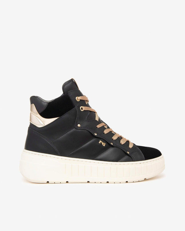Sneakers Alta Donna Platform Pelle Nero I411633D NERO 100 Nero Giardini 