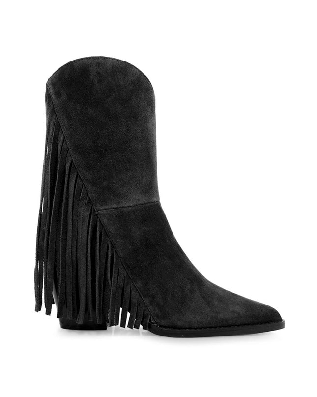Tsakiris Mallas Stivali Texani Donna con Frange in Camoscio Nero 515 ORLANDO BLACK Tsakiris Mallas 