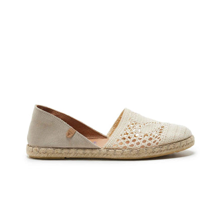Verbenas Espadrillas Bassa da Donna in Tessuto Bianco CARMEN CROCHET CRUDO Verbenas 