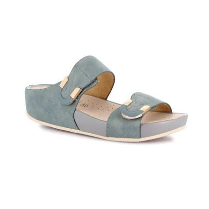 Grunland Sandalo Donna Ciabatta Confort con Velcro in Tessuto Jeans - MARIO SPATARELLA