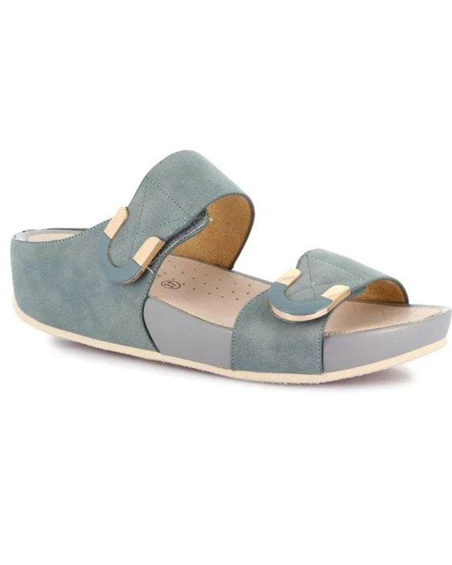 Grunland Sandalo Donna Ciabatta Confort con Velcro in Tessuto Jeans - MARIO SPATARELLA