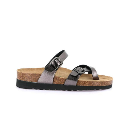 Grunland Sandali Infradito Donna Plantare Sughero Doppia Fibbia Antracite CB2438 HOLA ANTRACITE Grunland 