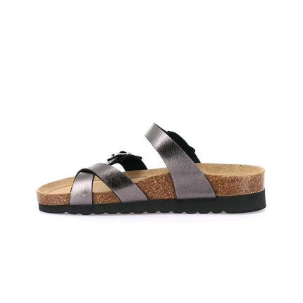 Grunland Sandali Infradito Donna Plantare Sughero Doppia Fibbia Antracite CB2438 HOLA ANTRACITE Grunland 