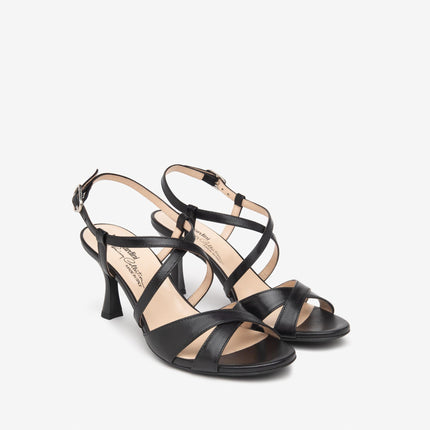 Nero Giardini Sandali Donna con Tacco Rocchetto in Pelle Nero E513200DE NERO 100 Nero Giardini 