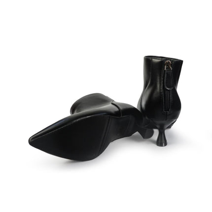 Stivaletti alla Caviglia Donna Tacco Rocchetto in Pelle Nero - MARIO SPATARELLA