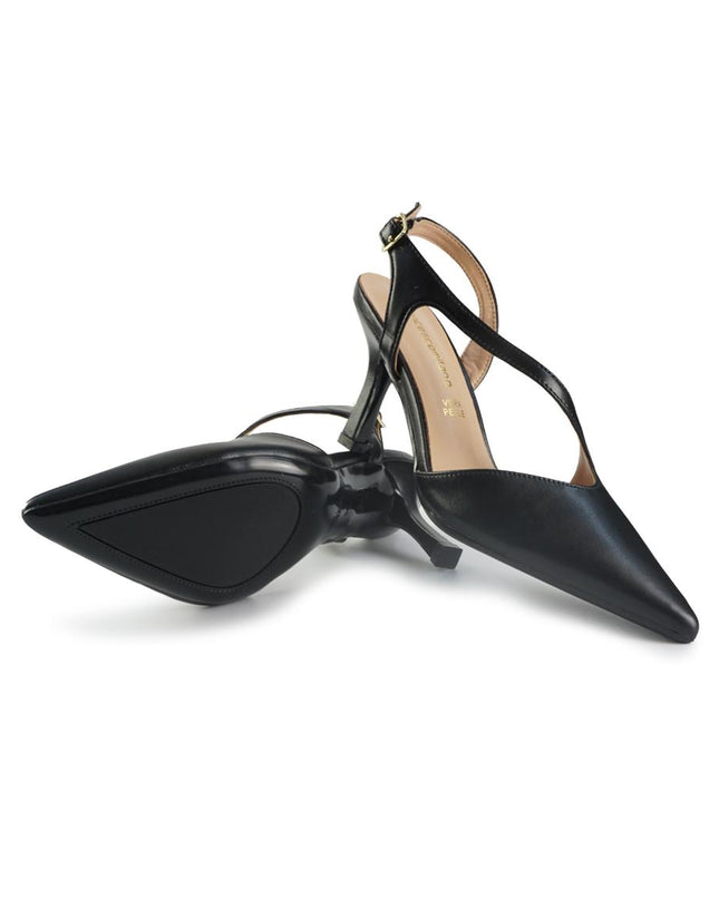 Francesco Milano Decollete in Pelle Nero con Cinturino alla Caviglia A08-13A BLACK Francesco Milano 