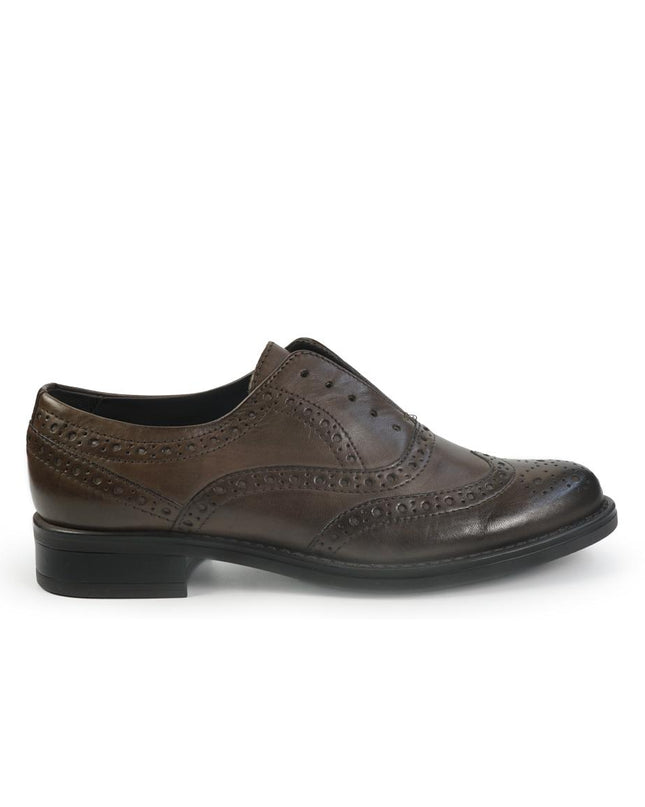 Vueva Mocassino Francesina Donna con Impuntura in Pelle Marrone WS177R10 MARTINA BROWN Vueva 