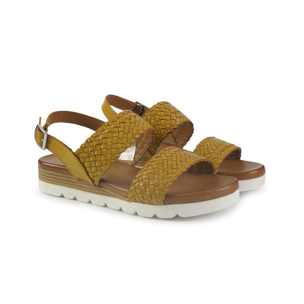 Vueva Sandali Zeppa Bassa Donna in Pelle Gialla WD311R22 YELLOW Vueva 