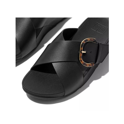 FitFlop Sandali Donna in Pelle Nero con Fibbia Maculata JE8-090 LULU ALL BLACK FitFlop 