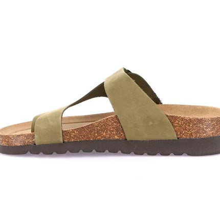 Grunland Sandalo Plantare Infradito Sughero Bio Donna in Nabuk Verde Oliva CB0327 HOLA VERDE Grunland 