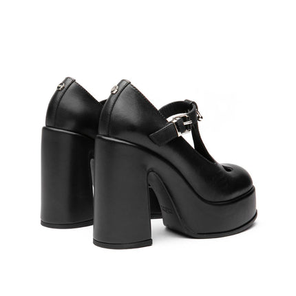 Pump Cult Donna con Tacco e Plateau in Pelle Nero CLW460100 BJORK BLACK Cult 
