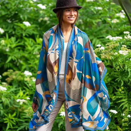 Foulard in Lana Misto Seta Blu ASW56F AZUL OSCURO Colores de Otono 