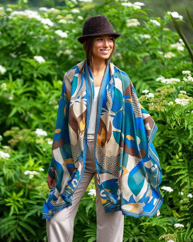 Foulard in Lana Misto Seta Blu ASW56F AZUL OSCURO Colores de Otono 