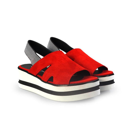 Gianmarco Sorelli Sandalo Donna Platform con Zeppa in Camoscio Rosso - MARIO SPATARELLA