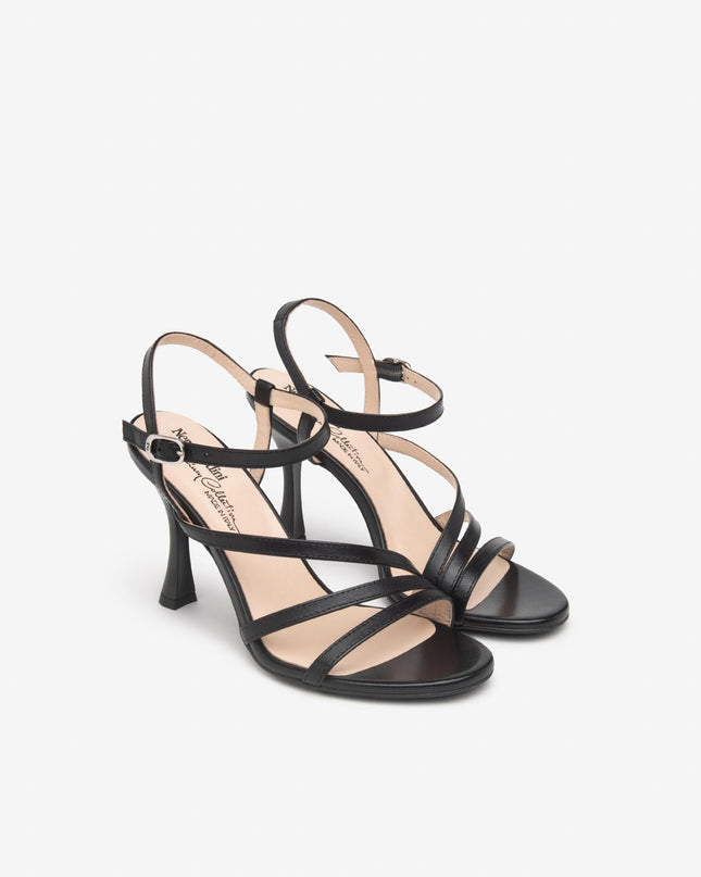 Nero Giardini Sandali Donna Tacco Alto Rocchetto in Pelle Nera - MARIO SPATARELLA