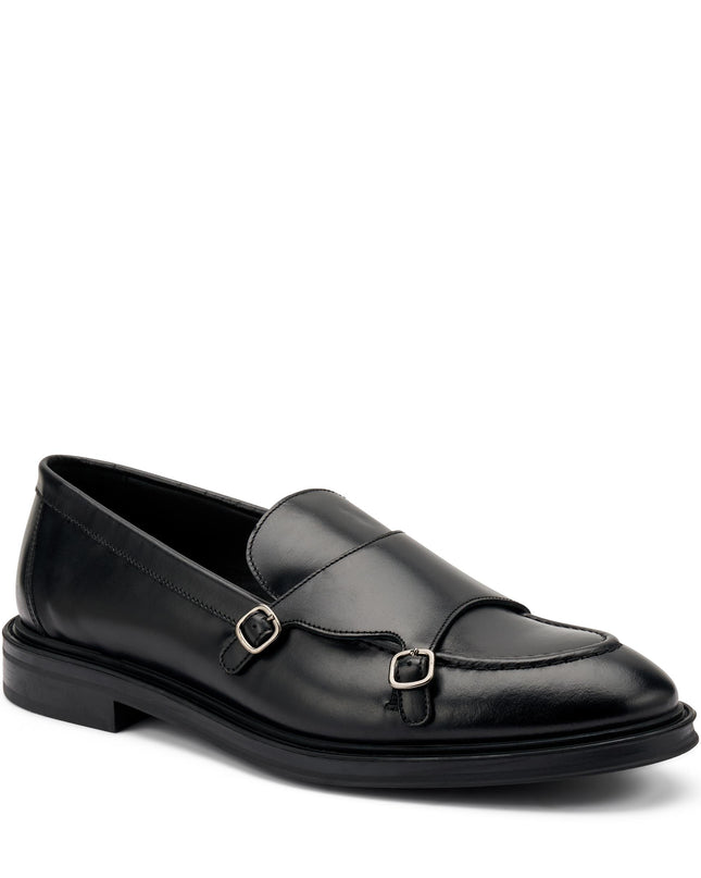 Frau Mocassini Uomo con Doppia Fibbia in Pelle Nero 71L0 TOLEDO BLACK Frau 