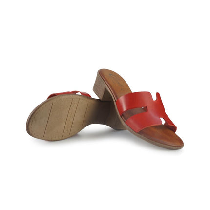 Sandali con Tacco in Pelle Rosso 2760 RED Clanto 