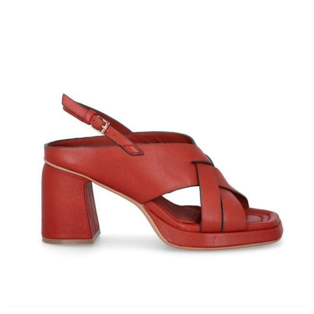Bruno Premi Sandalo Donna con Plateau in Pelle Mattone - MARIO SPATARELLA