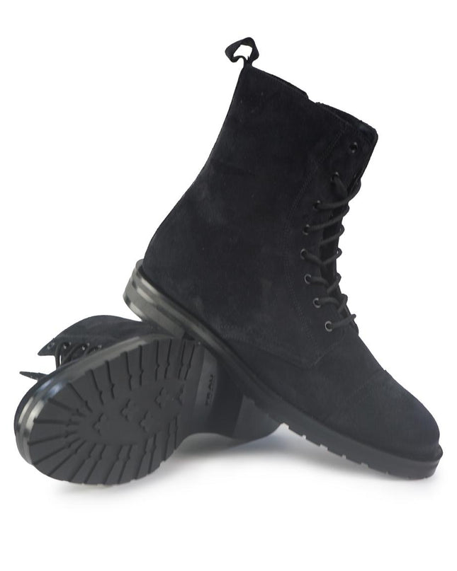 Stivaletto Donna Stringato Alto Camoscio Blu - MARIO SPATARELLA