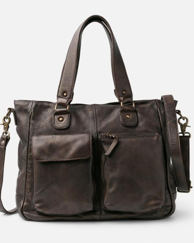 Biba Borsa Organizer con Tracolla in Pelle Marrone Metal - MARIO SPATARELLA