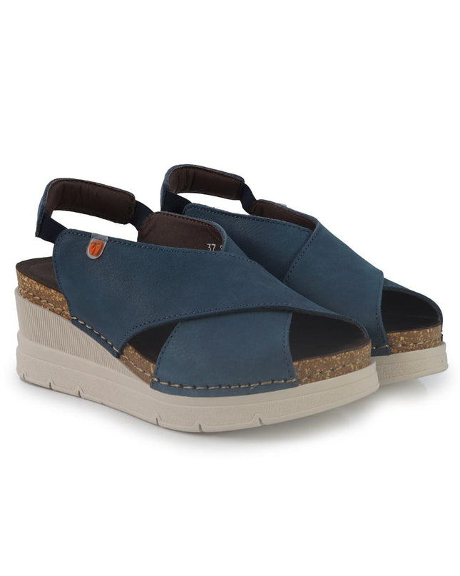 Jungla Sandali Donna con Zeppa in Pelle Blu 8027 AVIO Jungla 