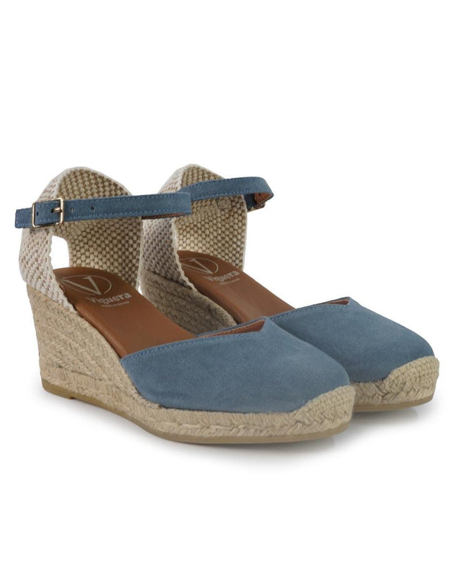 Viguera Espadrillas Alpargatas Donna con Cinturino in Camoscio Jeans - MARIO SPATARELLA