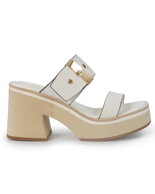 Bruno Premi Sandalo Sabot Donna con Plateau in Pelle Bianca - MARIO SPATARELLA