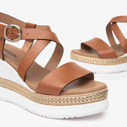 Nero Giardini Sandali Donna con Zeppa in Pelle Cognac Cuoio E513550D COGNAC 329 Nero Giardini 