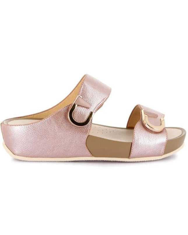 Grunland Sandalo Donna Ciabatta Confort con Velcro in Tessuto Cipria - MARIO SPATARELLA