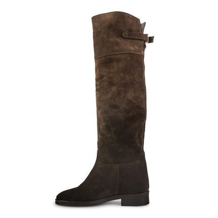 Spatarella Stivali al Ginocchio Tubolare a Tacco Basso in Camoscio Marrone LS181 BROWN Spatarella 