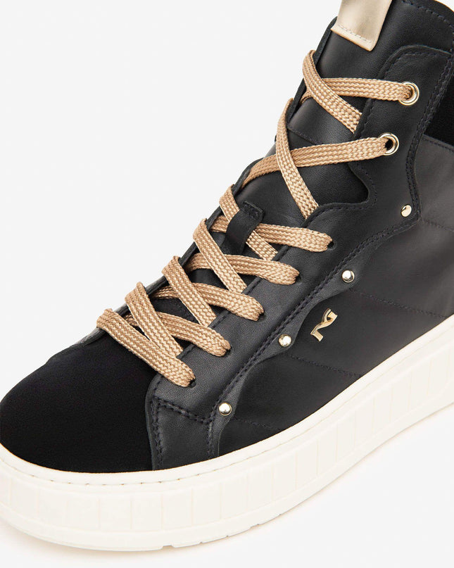 Sneakers Alta Donna Platform Pelle Nero I411633D NERO 100 Nero Giardini 