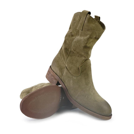 Stivaletti Donna Basso Tubolare in Camoscio Taupe - MARIO SPATARELLA