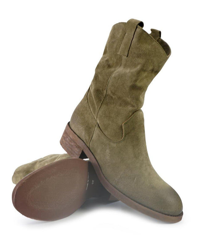 Stivaletti Donna Basso Tubolare in Camoscio Taupe - MARIO SPATARELLA