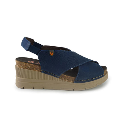 Jungla Sandali Donna con Zeppa in Pelle Blu 8027 OCEAN Jungla 