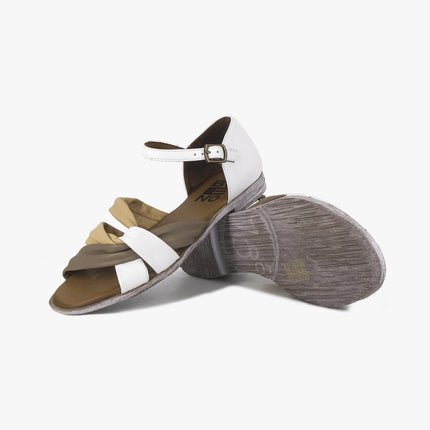 Sandali Donna Bassi in Pelle Y3405 BIANCO Bueno 