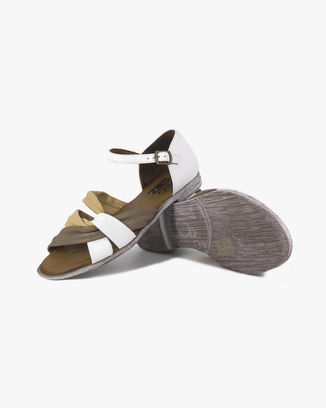 Sandali Donna Bassi in Pelle Y3405 BIANCO Bueno 
