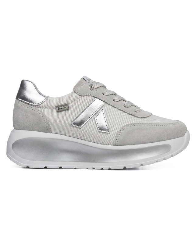 Callaghan Sneakers Donna con Zeppa in Pelle e Tessuto Argento 61609 GRACE PLATA Callaghan 