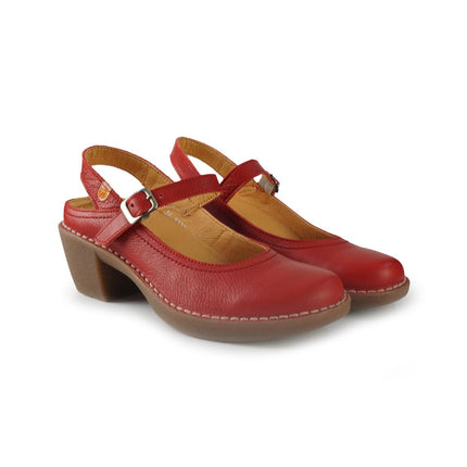 Jungla Pump Slingback con Tacco in Pelle Rosso 8350 ROJO Jungla 