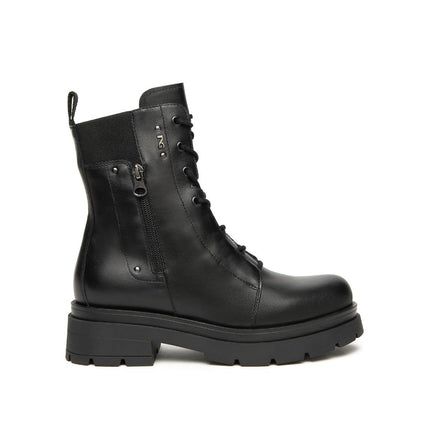 Nero Giardini Anfibi Donna in Pelle Nero - MARIO SPATARELLA