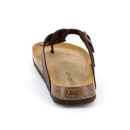 Sandali Uomo Infradito con Plantare Anatomico in Pelle CC2636 BIO BOBO MOGANO Grunland 