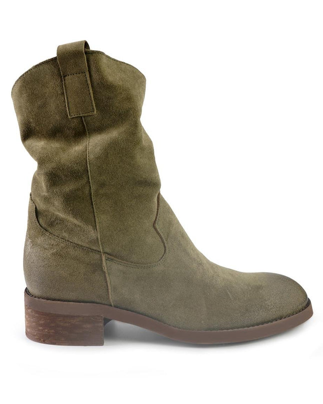 Stivaletti Donna Basso Tubolare in Camoscio Taupe - MARIO SPATARELLA